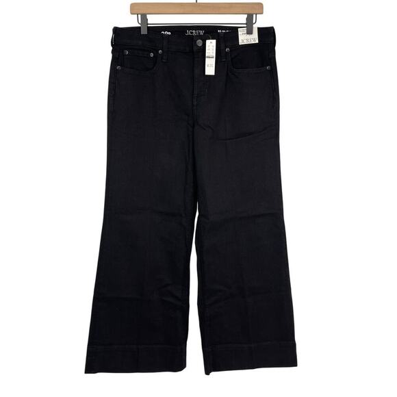 J.Crew Low Rise Denim Trouser 1996 semi-stretch Wide Leg Jean Black 29P NWT - Picture 5 of 9